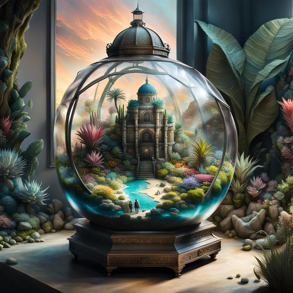 Fantasy Terrarium Garden in Desert Landscape