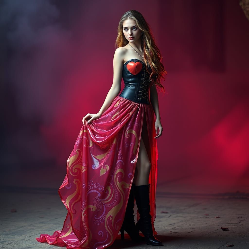 Surreal Hyperrealistic Goddess in Vibrant Latex and PVC