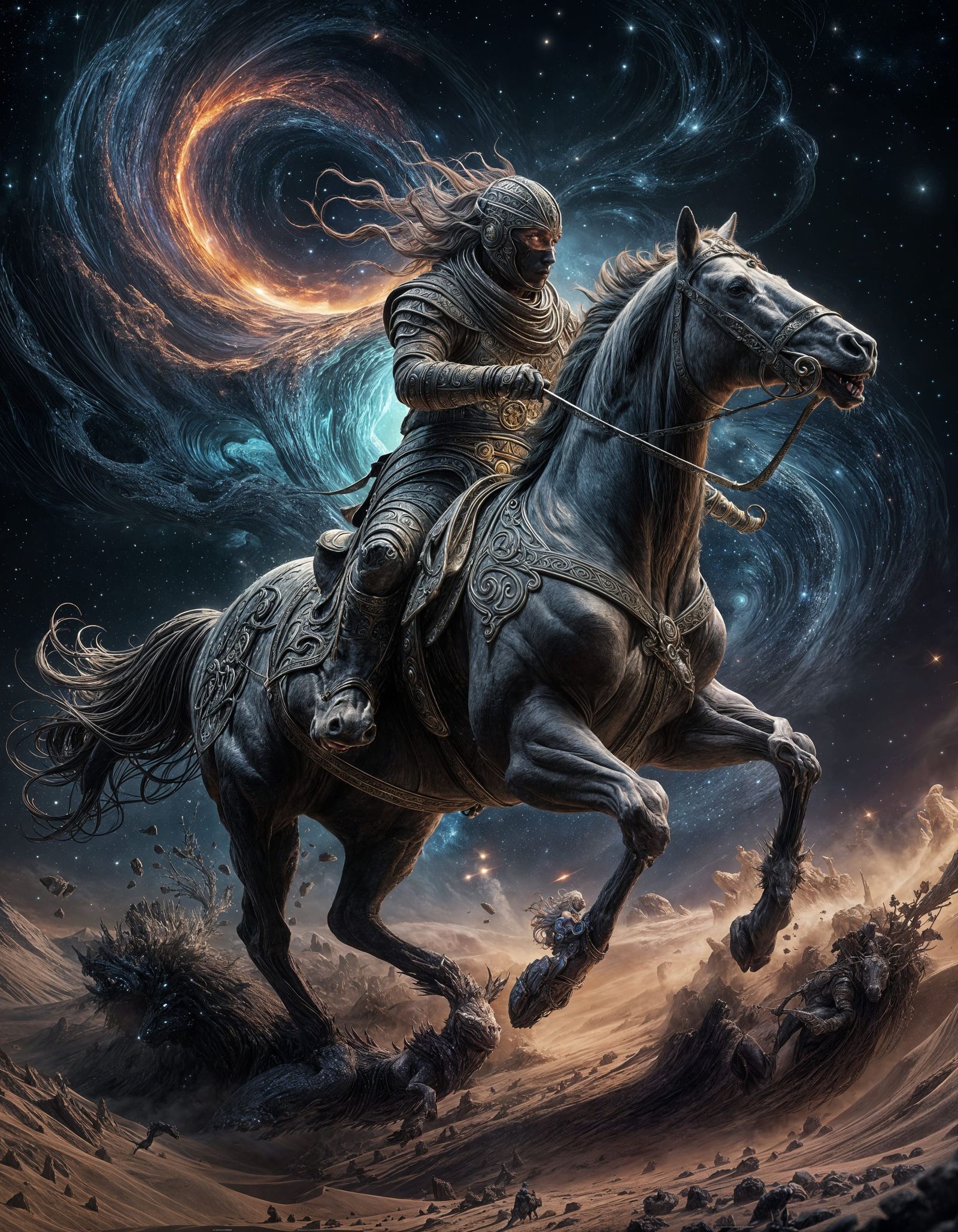 Epic God Rides Horse Through Space