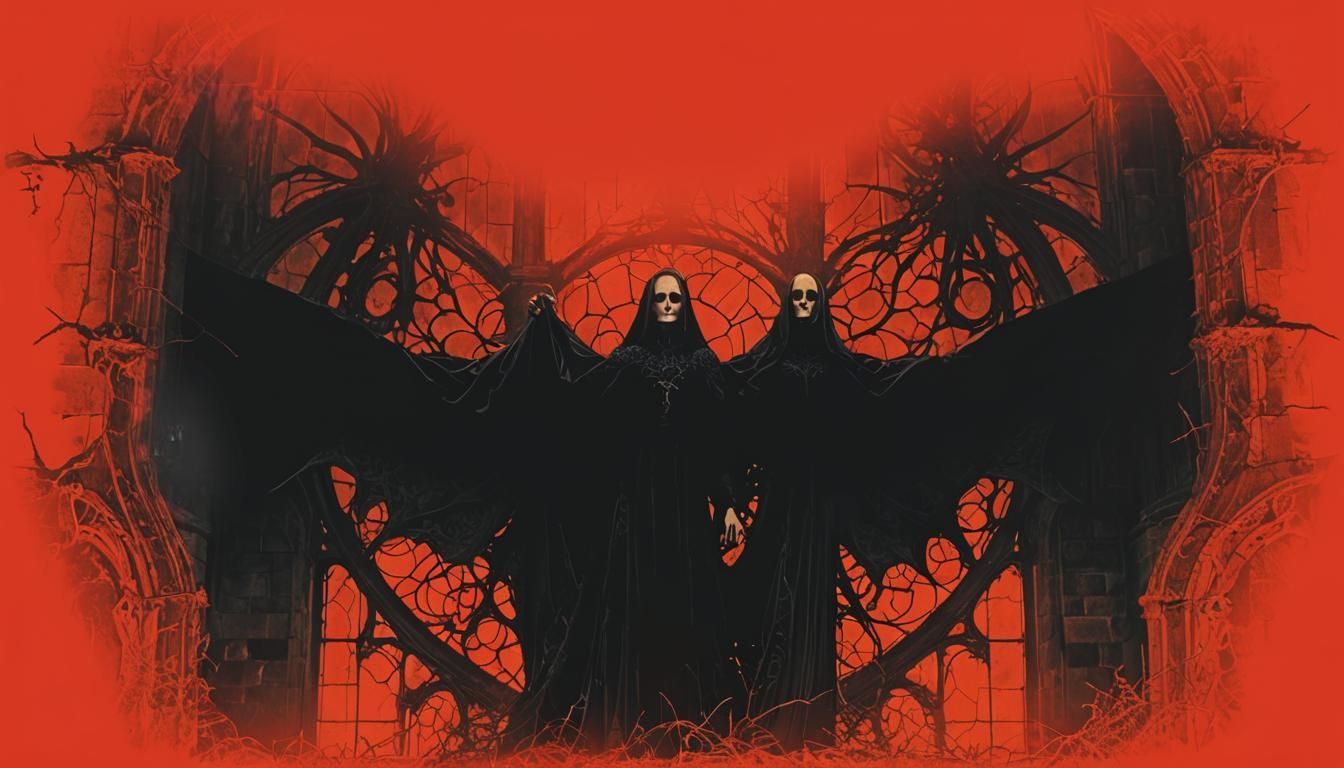 Mysterious Woman in Ruined Church, Gothic Romanticism