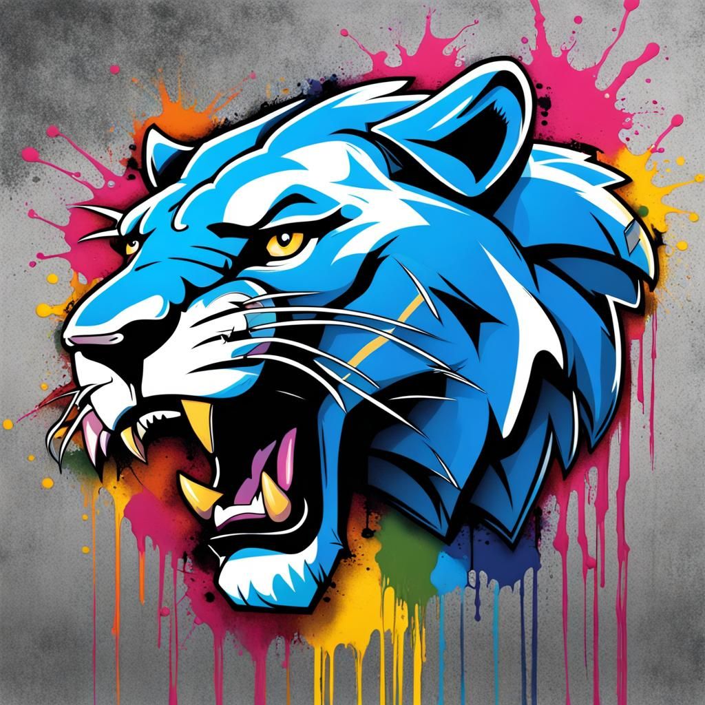 Detroit Lions Graffiti Art in Splash Style