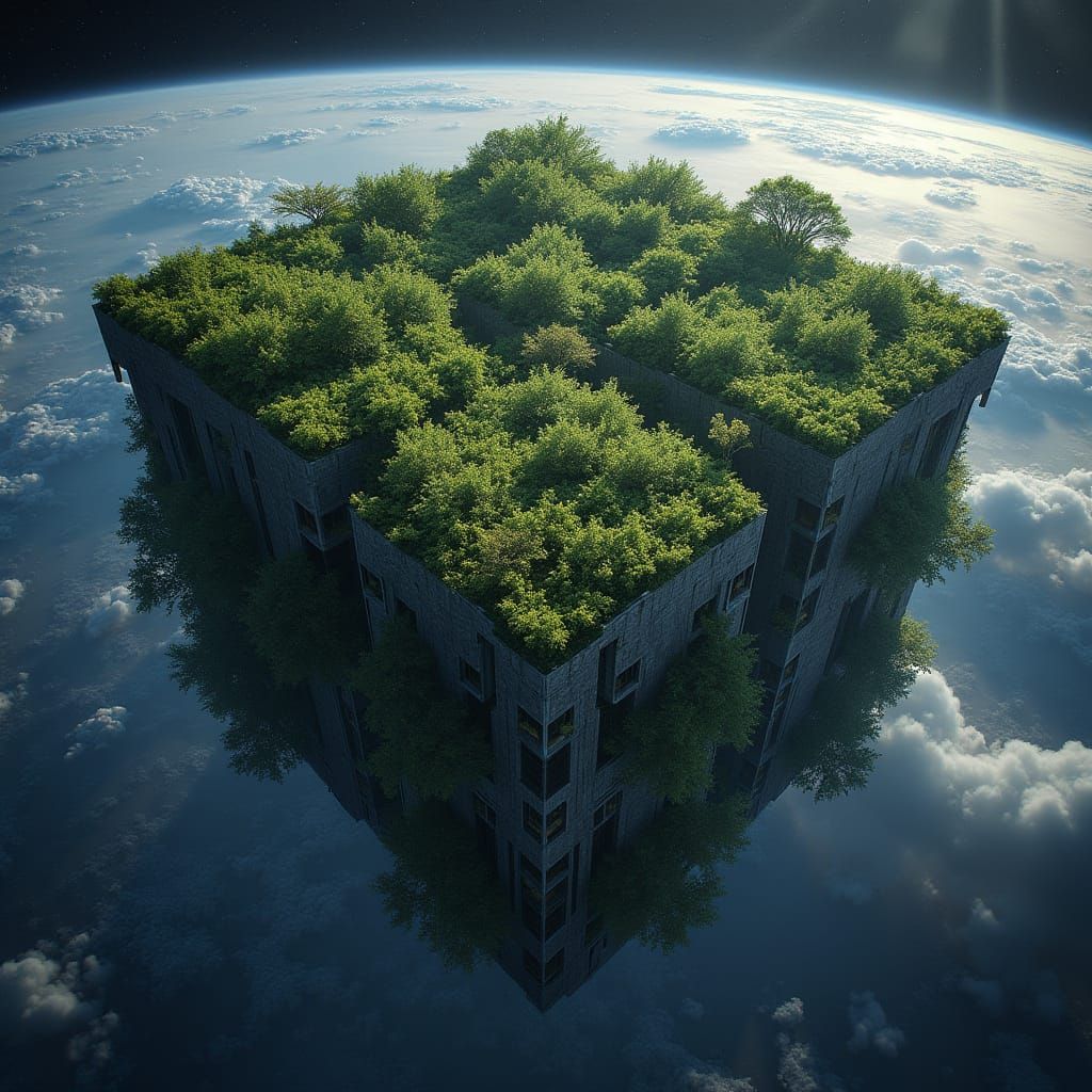 Orbital Habitat: Robotic Satellite with Living Green Cubicle...