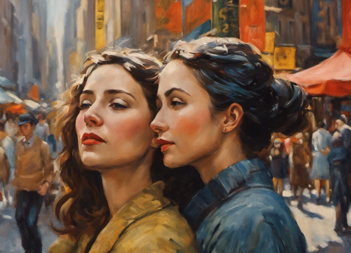 Loving Embrace in New York City: Impressionistic Style