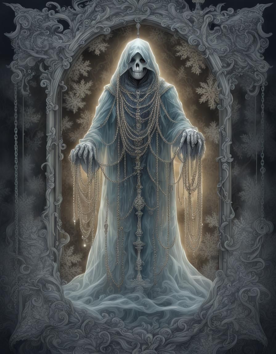 Translucent Victorian Ghost at Christmas