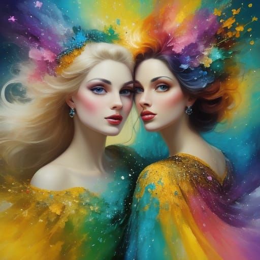 Friends Dancing in a Colourful Magical World