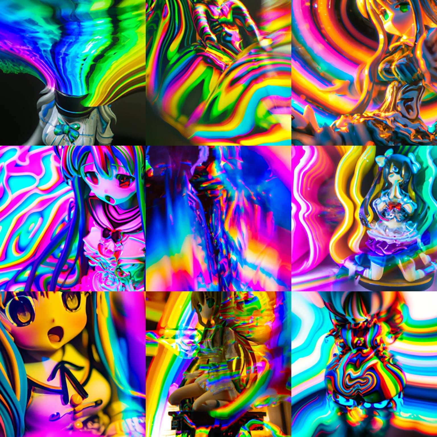 Psychedelic Rainbow Anime Figurine Doll in 8k