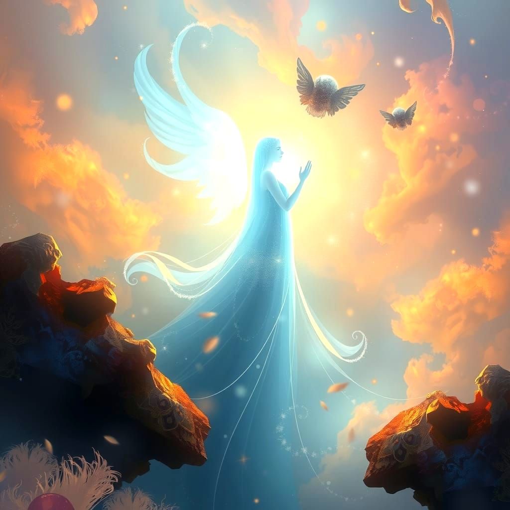 Ethereal Being Illuminates Reality in Whimsical Fantasy Land...