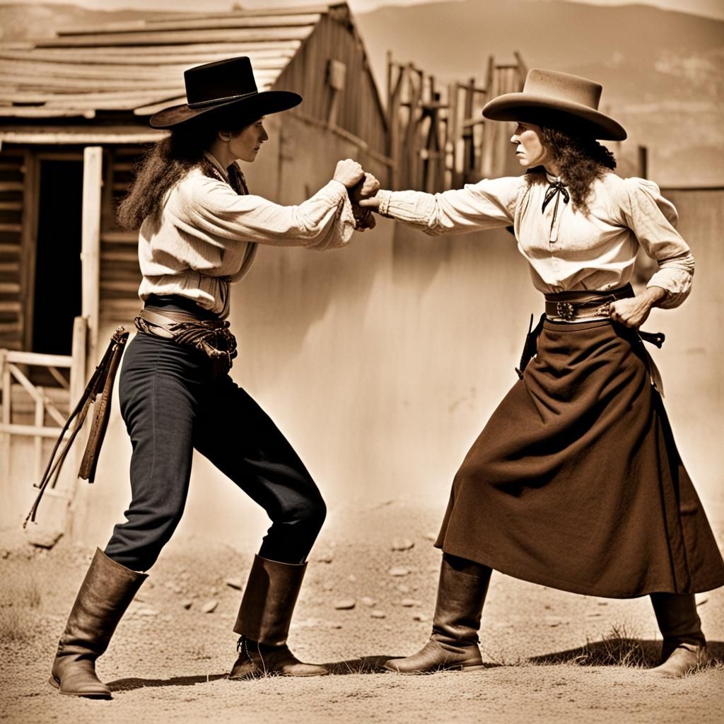Old West Fist Fight Between Two Women