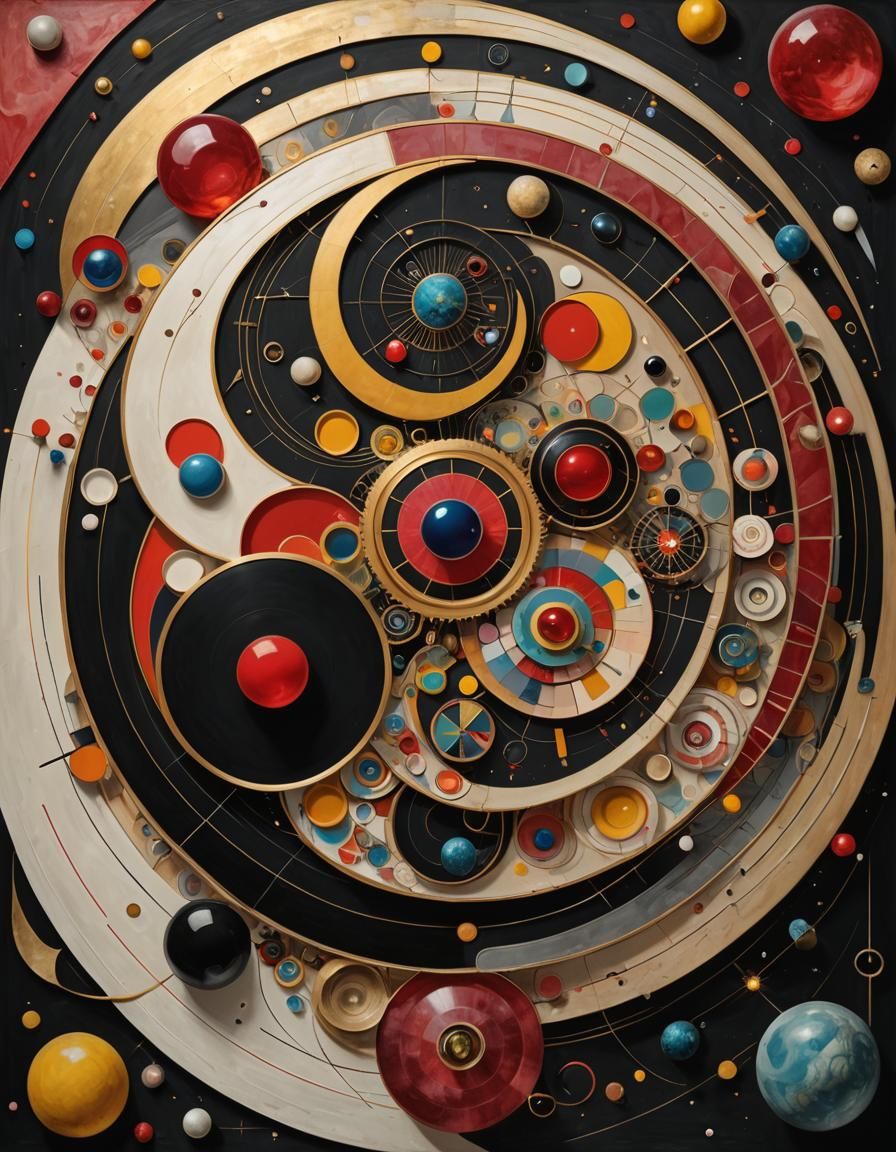 Metallic Ruby Abstract Art: Angular and Detailed