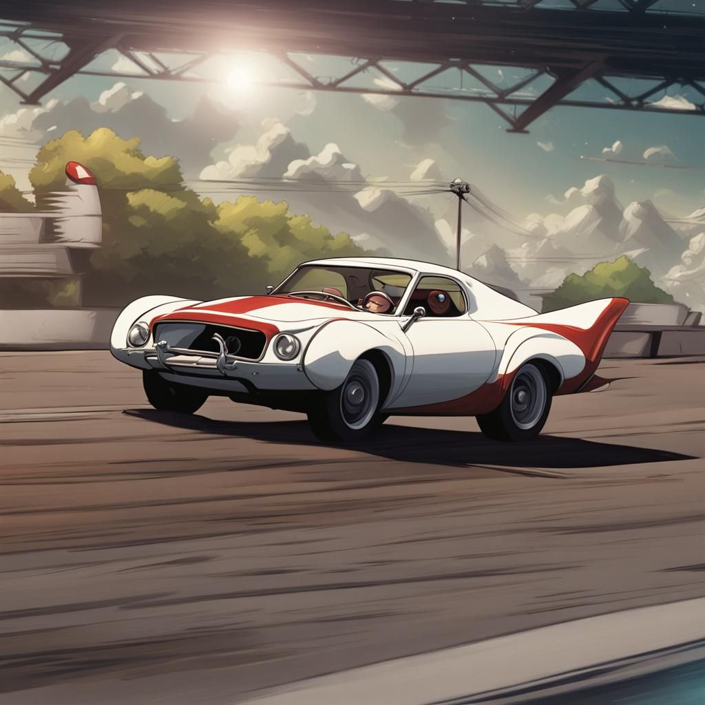 Speed Racer Anime Art in Cel-Shaded Style