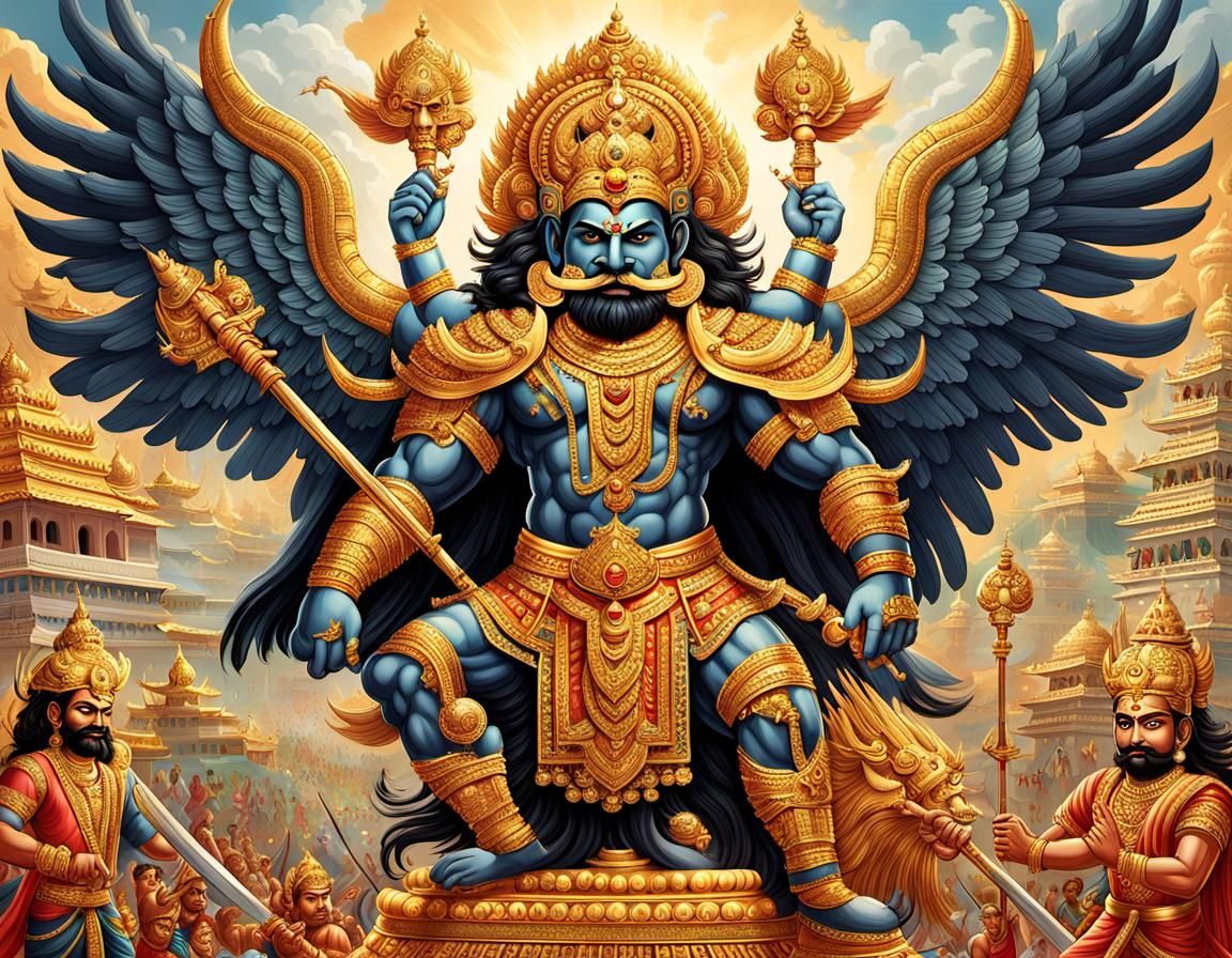 Ravan, King of Lanka, on Golden-Winged Creature
