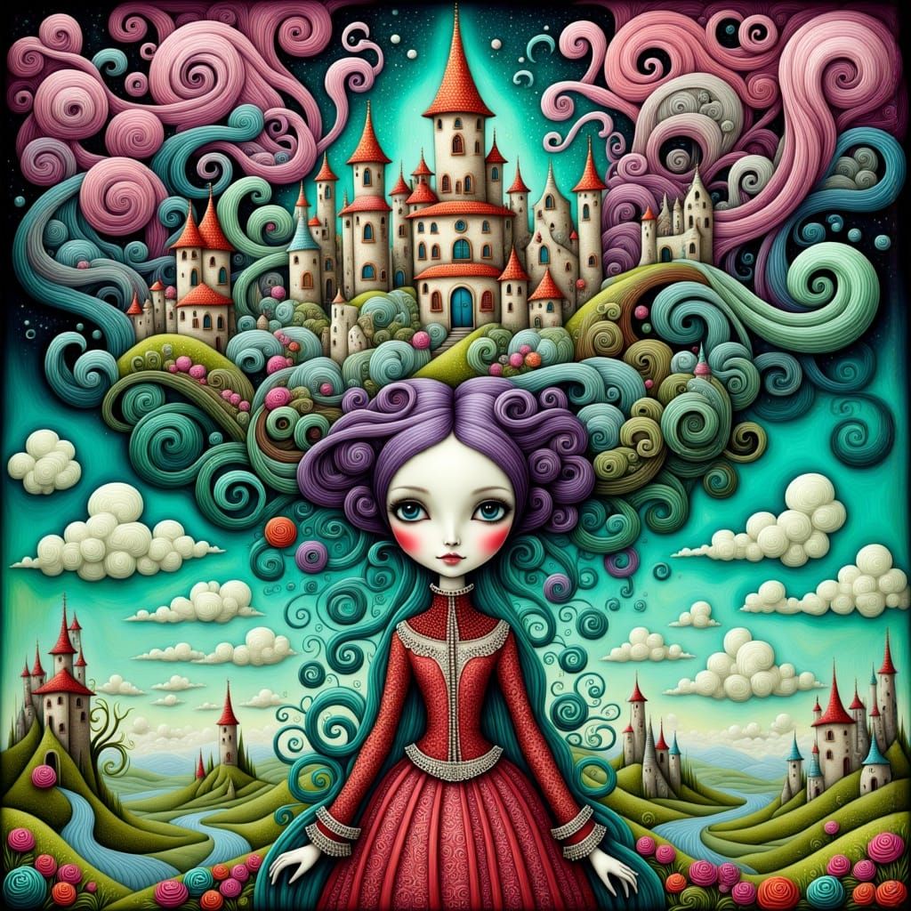 Surreal Dreamscape: Baroque Meets Cubism in Bold Colors