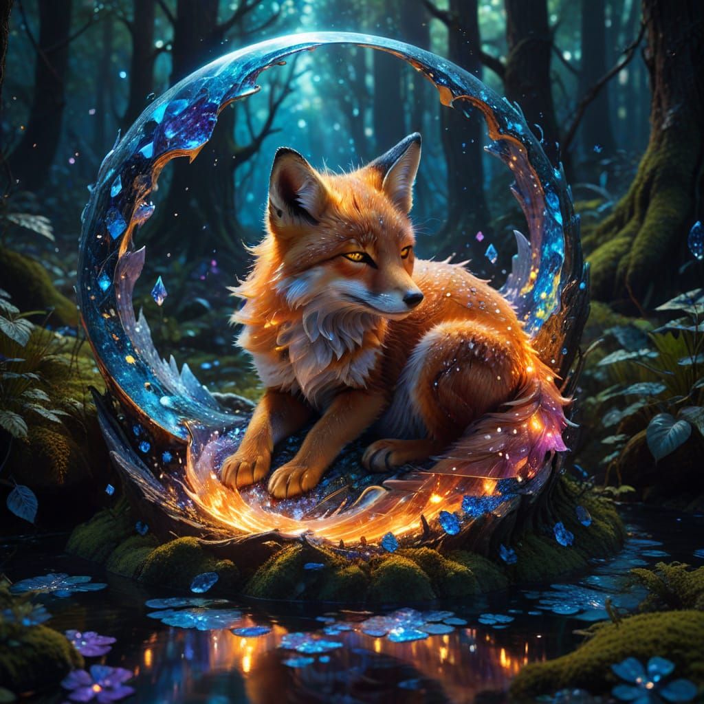 Cosmic Fox Cub in Yin Yang Balance