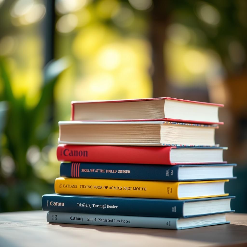 Professional Photo of Stacked Books with Bokeh