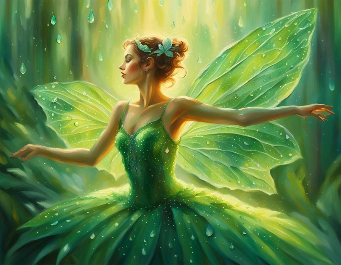 Ethereal Fairy Burlesque in Impressionistic Oil Painting