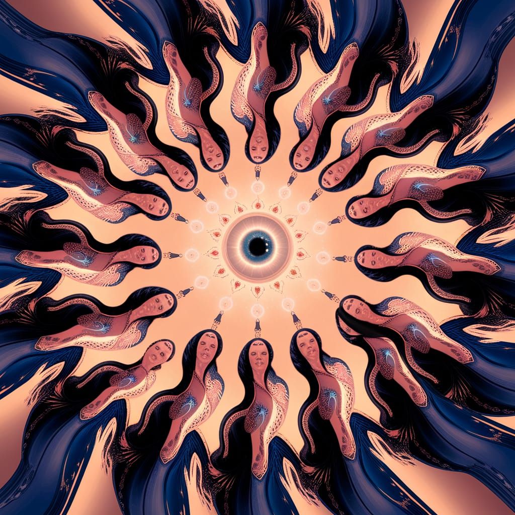 Celestial Goddesses Digital Art in Mucha Style