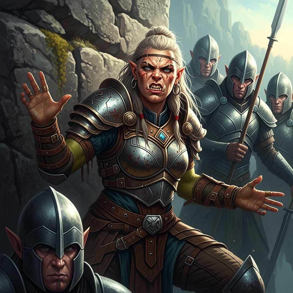 Orcish Yielding to Elves in Hyperrealistic Style