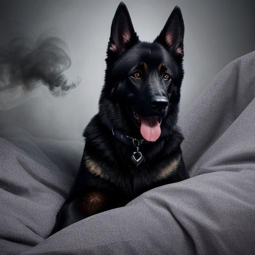 Snuggling Black German Shepherd in Hyper-Realistic Detail