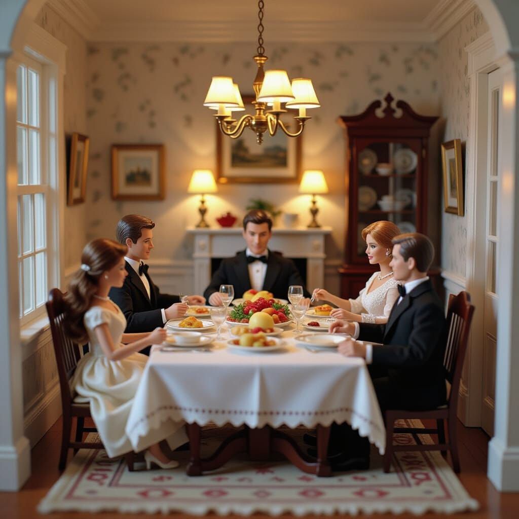 Thanksgiving Dinner in a Miniature Dollhouse
