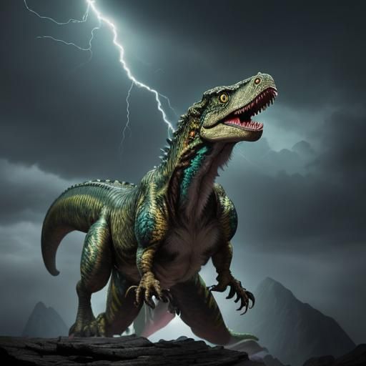 Hyperrealistic Hybrid Dinosaur with Vivid Colors