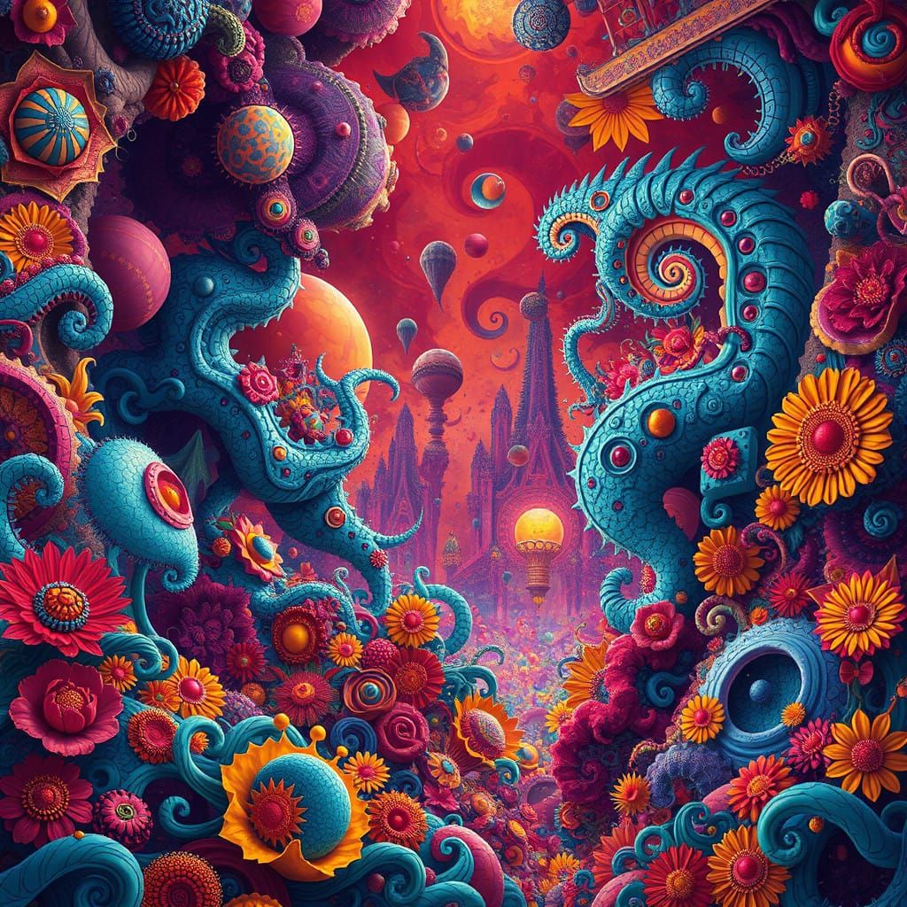 Vibrant, Exuberant Cyberpunk Dreamscape