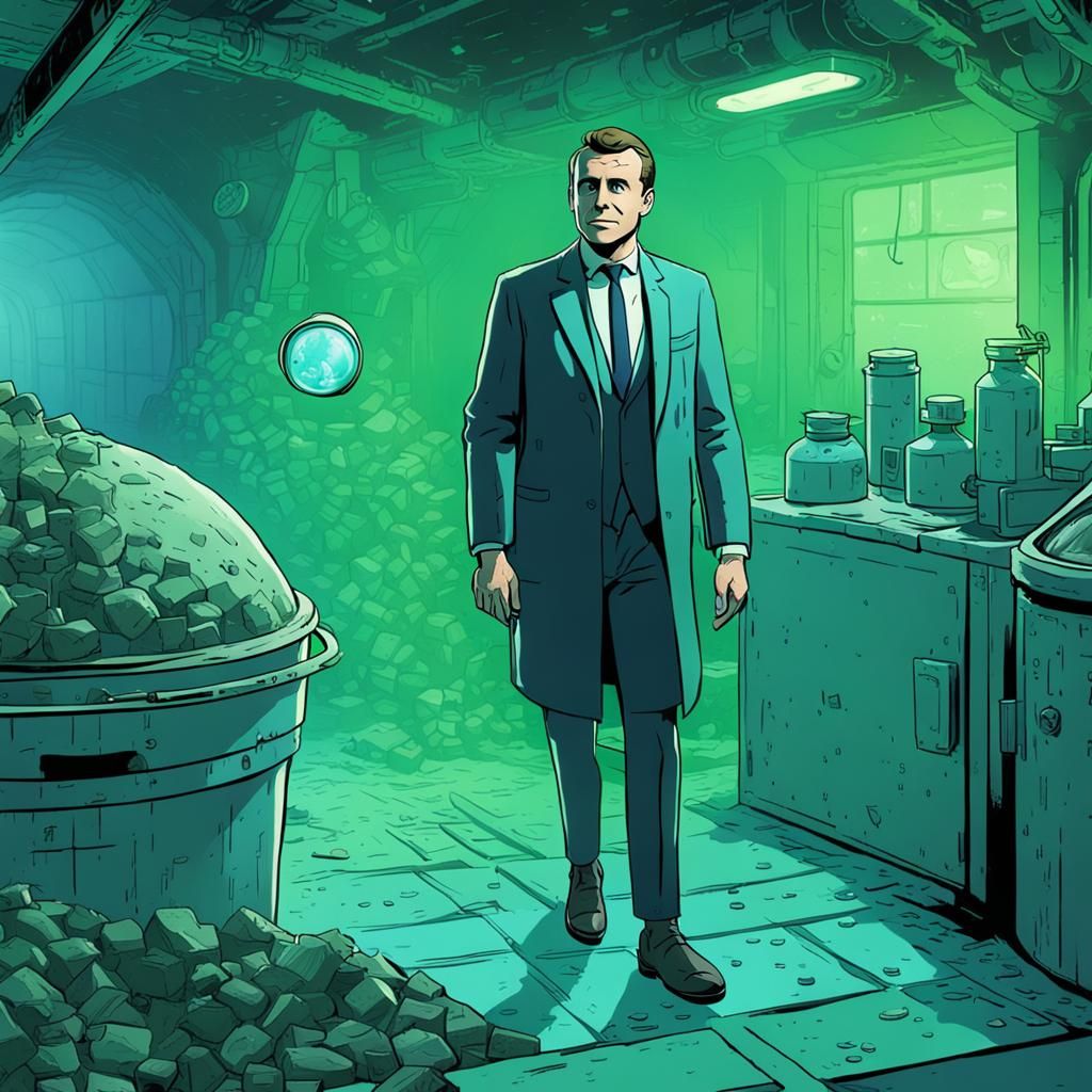 Macron Emerges From Lab in Comic Style