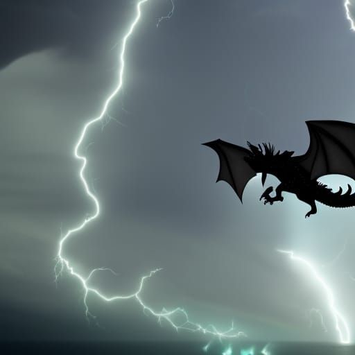 Dragon in Lightning Storm: Iridescent and Phantasmal