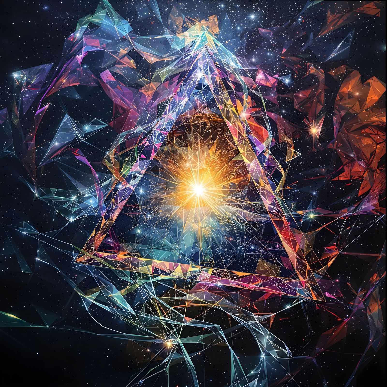 Psychedelic Surrealism: Triangles in Double Exposure Style