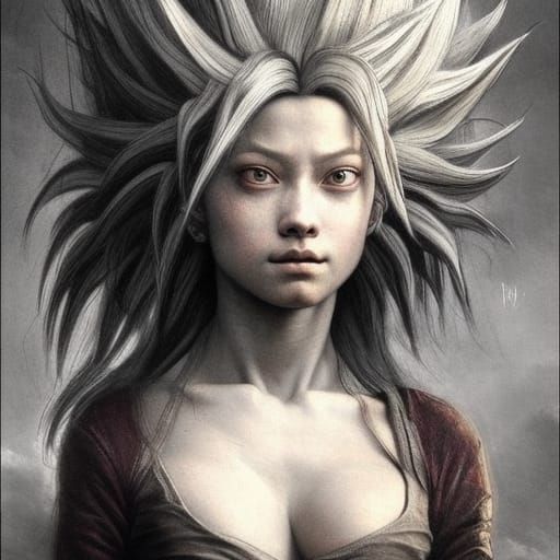 Beautiful Super Saiyan in Leonardo da Vinci Style