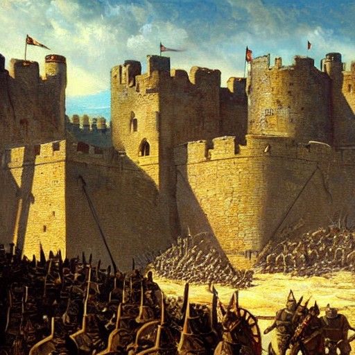 Medieval City Under Siege by Lizard Army
