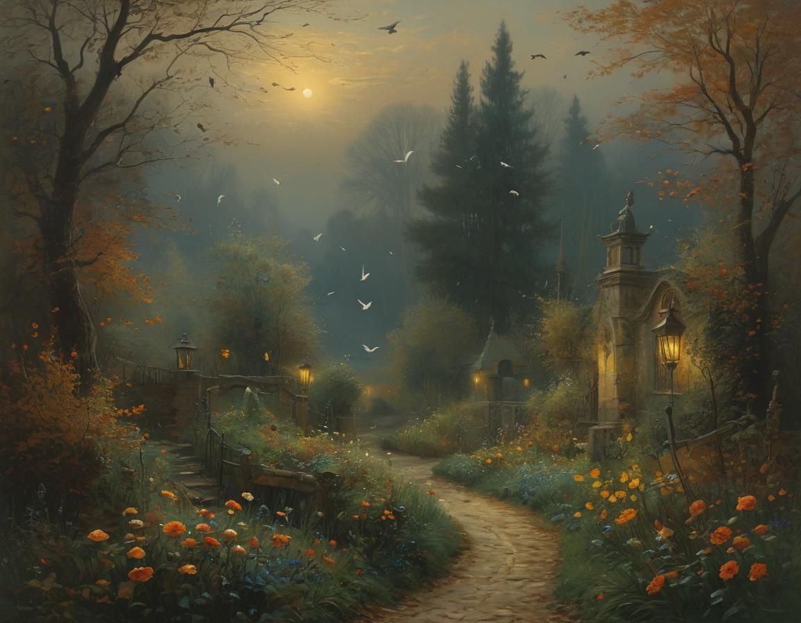 Peaceful Autumnal Birds in Flight, Soft Focus, Heavenly Suns...