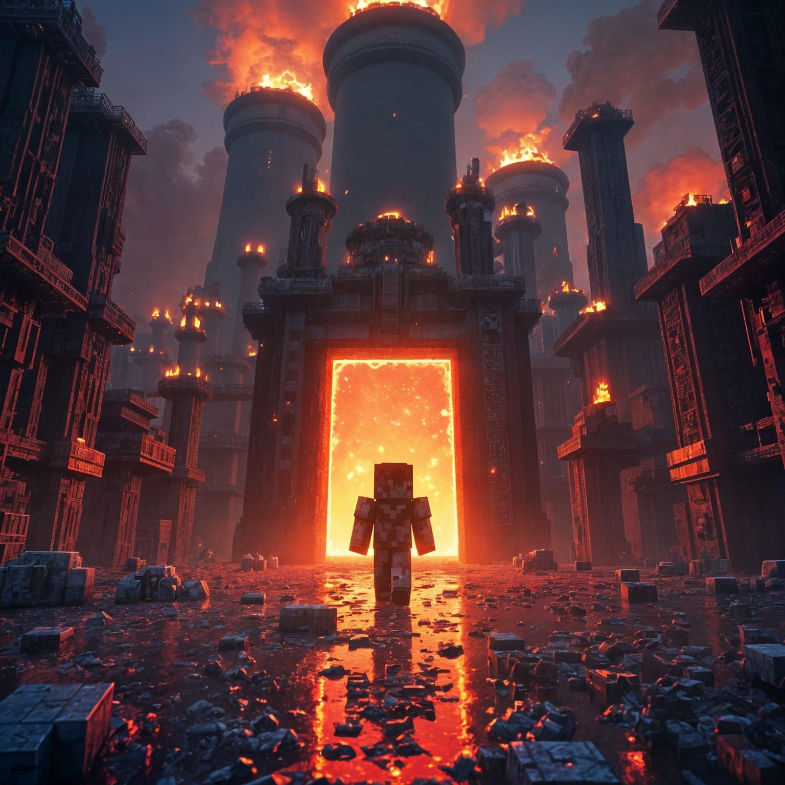 Minecraft Player Stumbles into Blocky Nuclear Plant