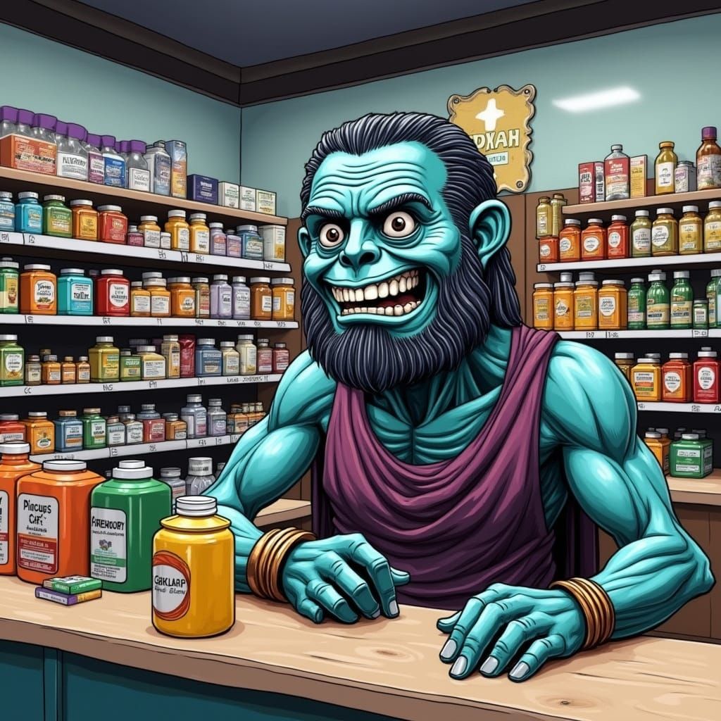 Guru Selling Vitamin Supplements at the Local Drug Store