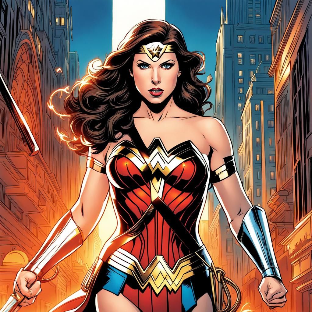 Anna Kendrick as Wonder Woman in Comic Book Style