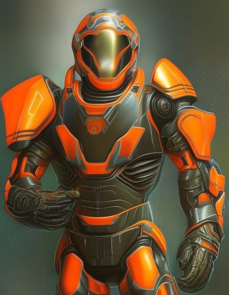 Cybernetic Warrior Portrait in Cyberpunk Style