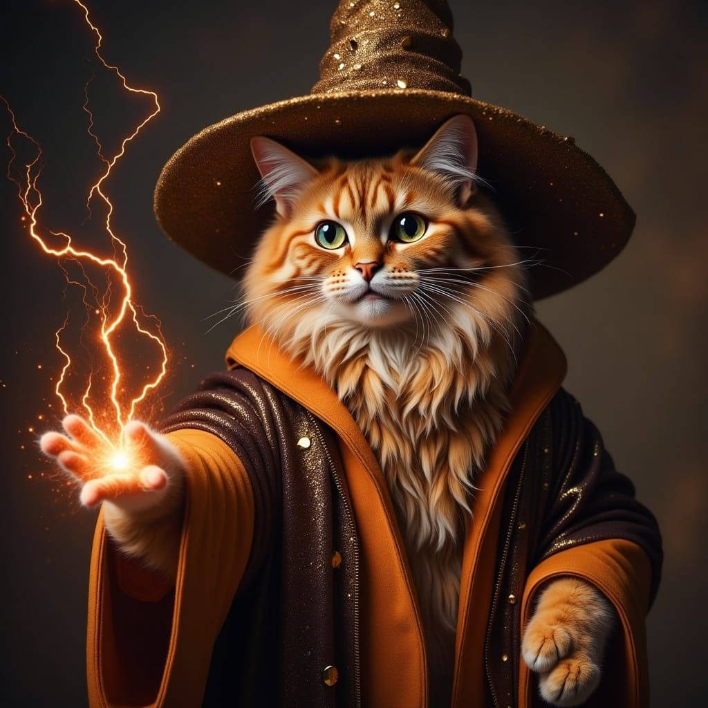 Magical Wizard Cat with Scar, 1600s Style