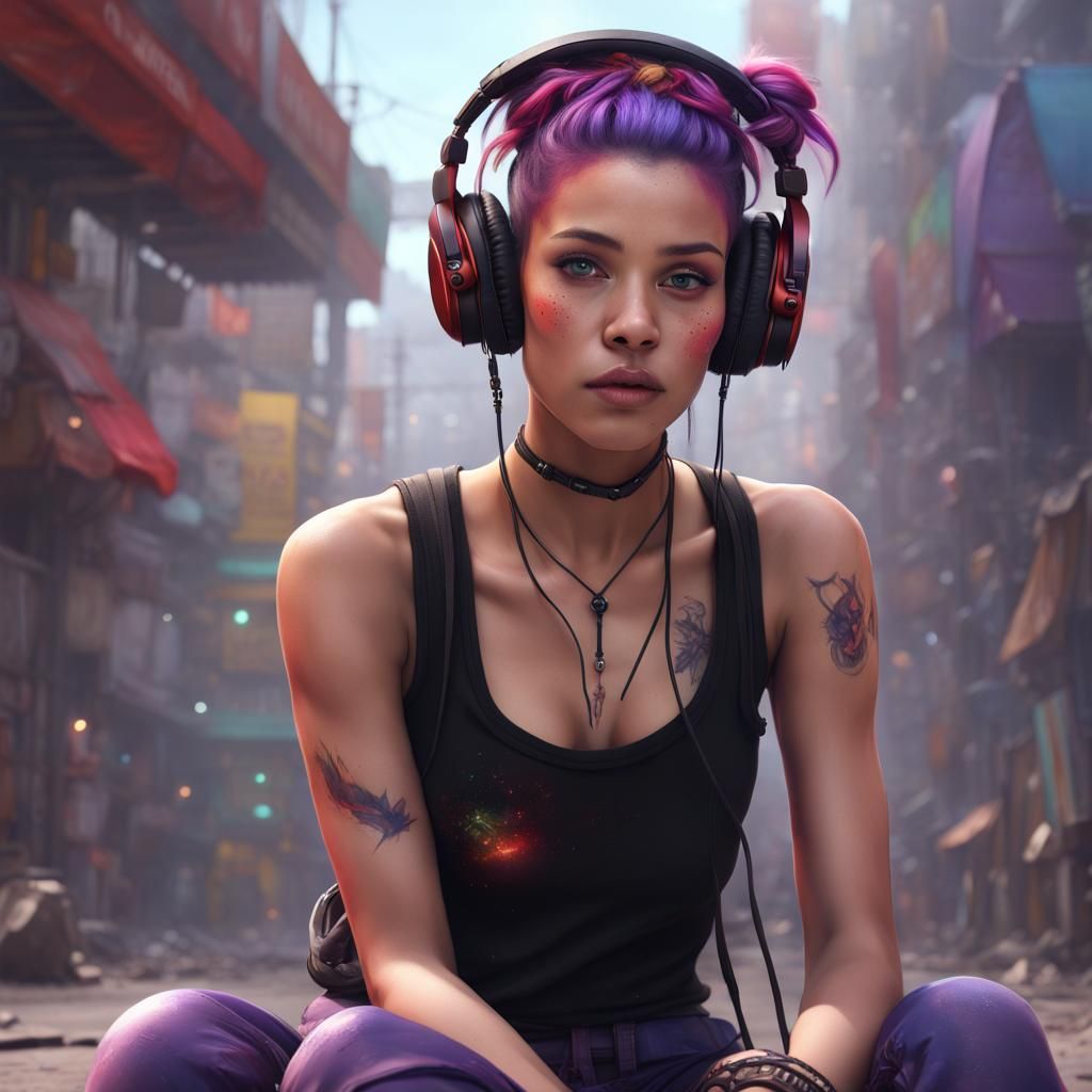 Teen Girl with Rainbow Eyes, Digital Art