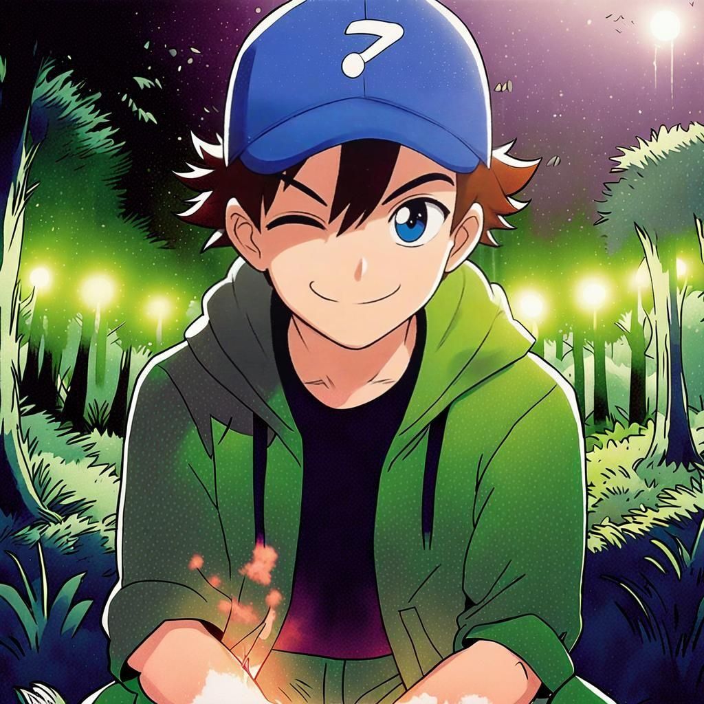 Pokemon Trainer Wink in Anime Style