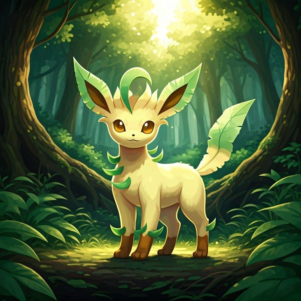 Elegant Leafeon in Lush Forest