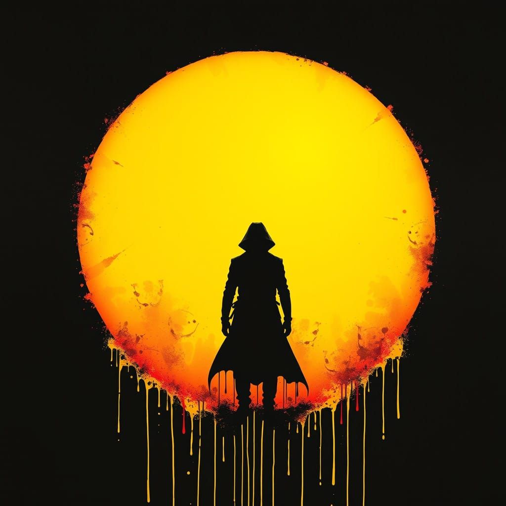 Mysterious Figure Embracing the Radiant Sun