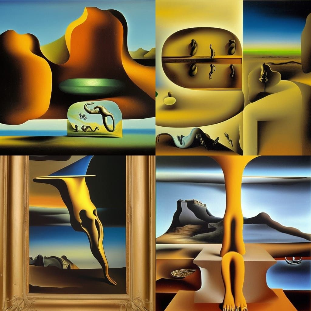 Surreal Human Figure in Dali-esque Melting Landscape
