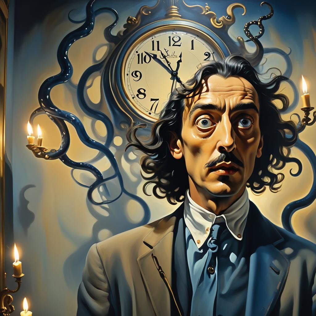 Eerie Surreal Portrait in Dimly Lit Room