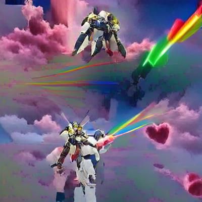 Rainbow Gundam Robot in Anime Style