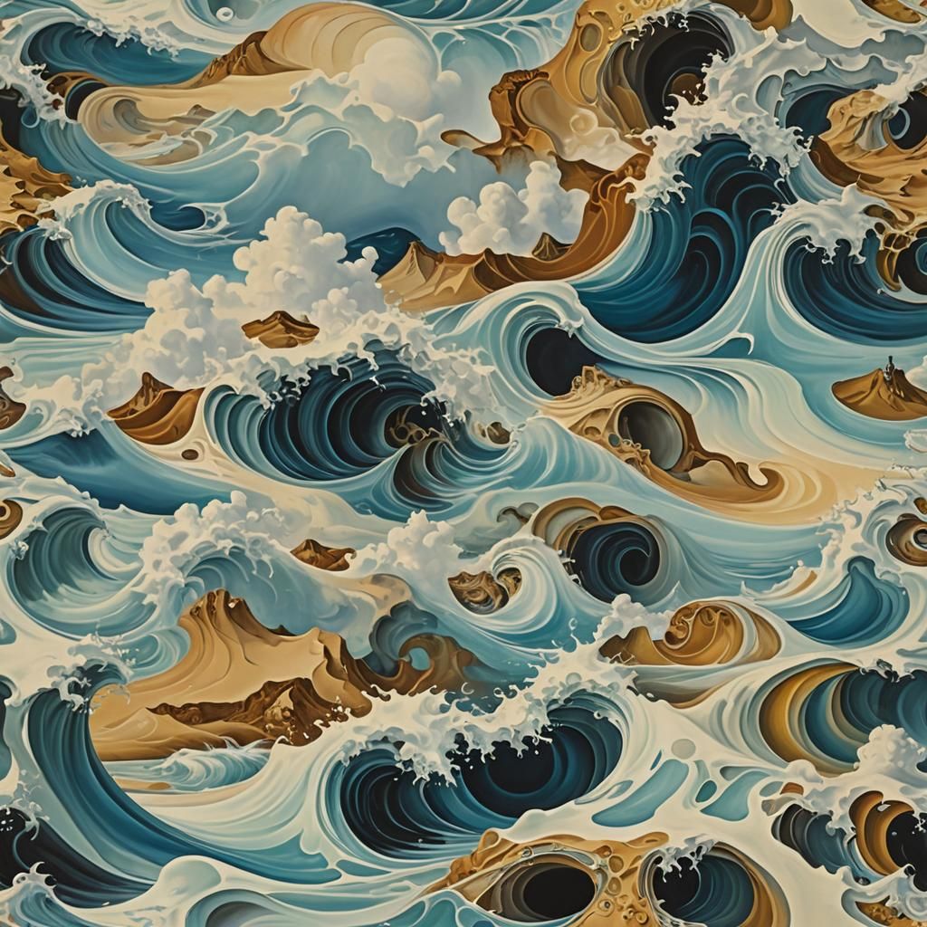 Surreal Tidal Wave in Dali Style