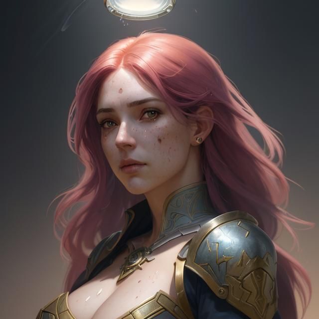 Aries Woman Portrait with Flaming Sword