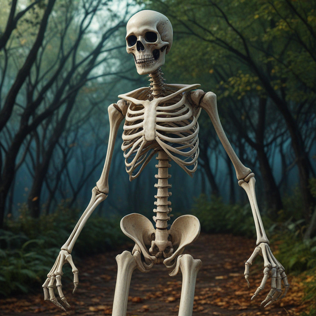 Whimsical Skeleton Dances in Vibrant Parkland
