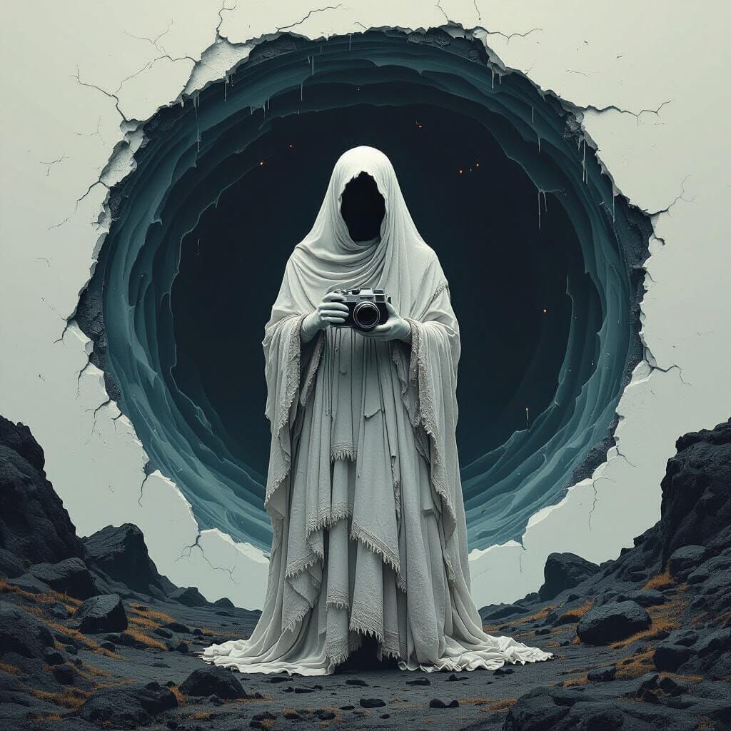 Ethereal Ghost at Portal in Dark Fantasy Style
