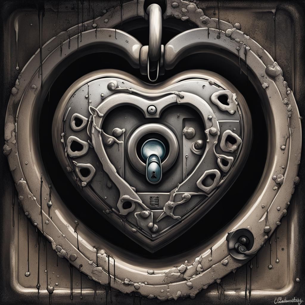 Heart Lock with Infinite Spiral in Graffiti Art