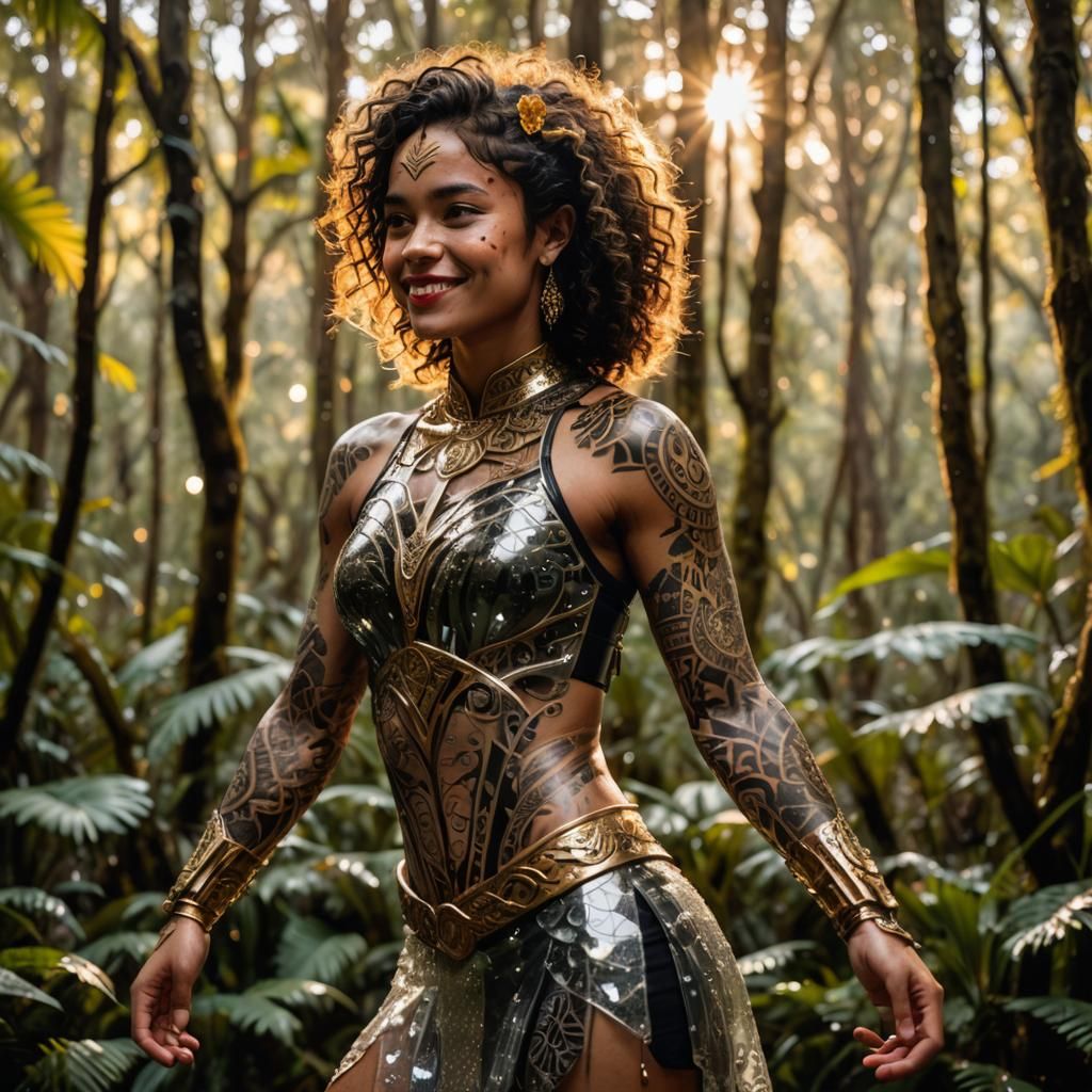 Maori Princess in Luminescent Armor, 3D Render