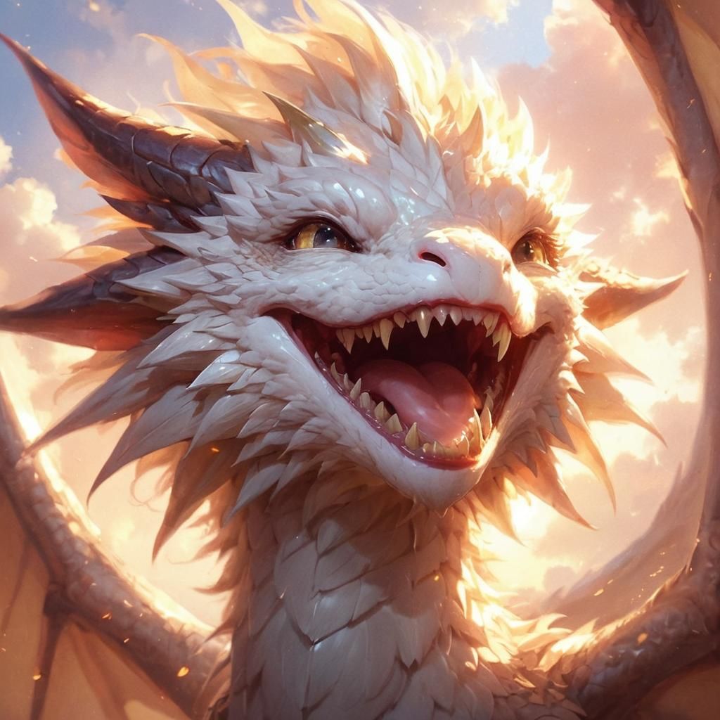 Adorable Dragon Portrait in Anime Style Rendering